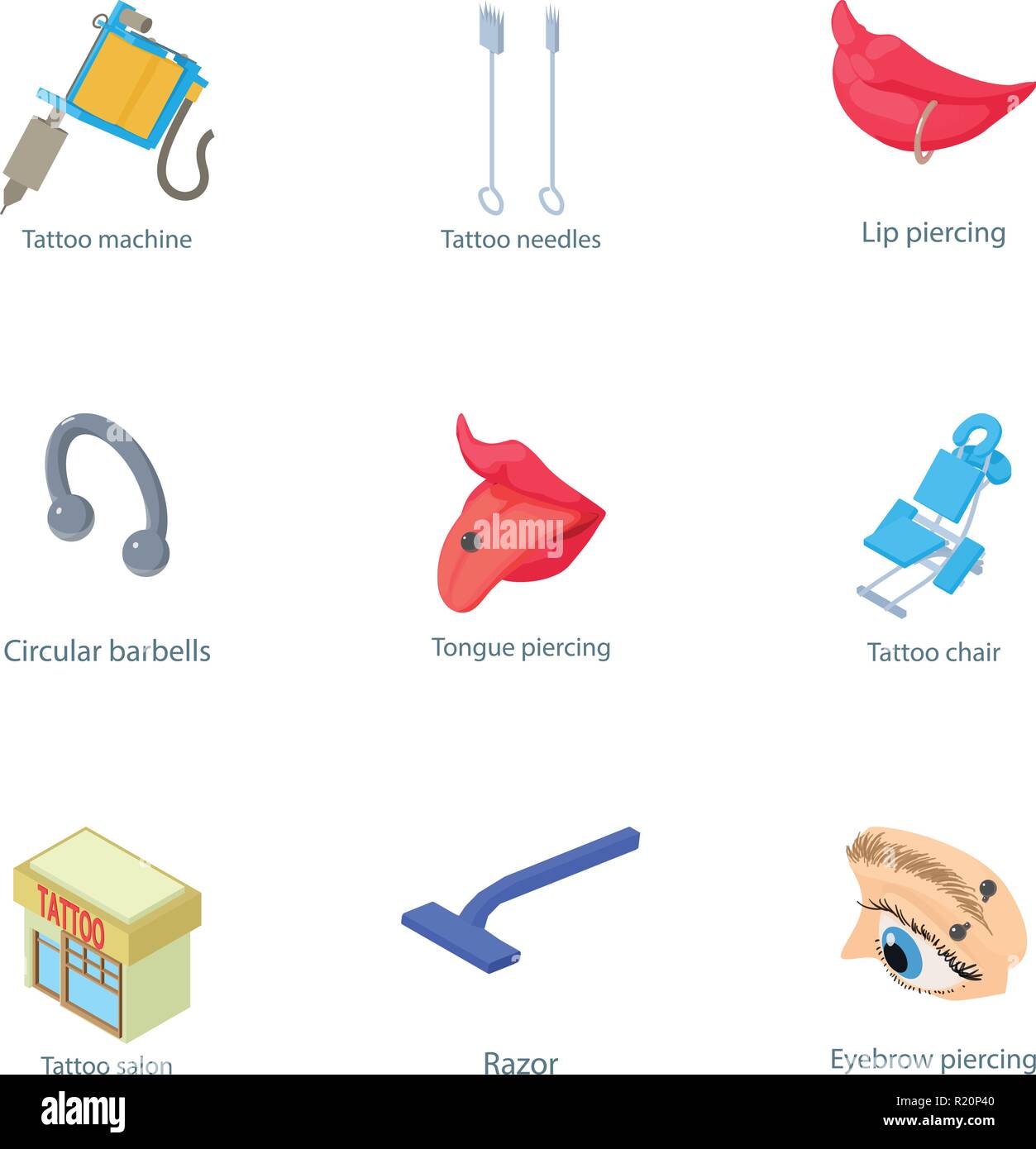 Freak icons set, isometric style Stock Vector