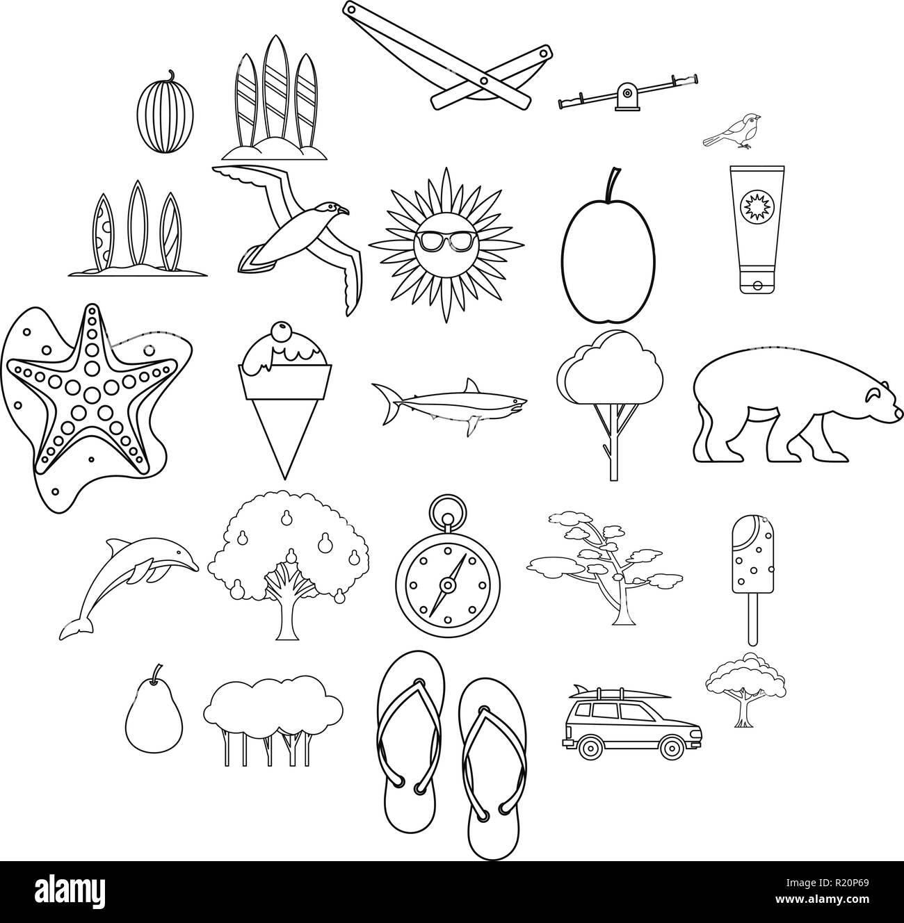 Coastal holidays icons set, outline style Stock Vector Image & Art - Alamy