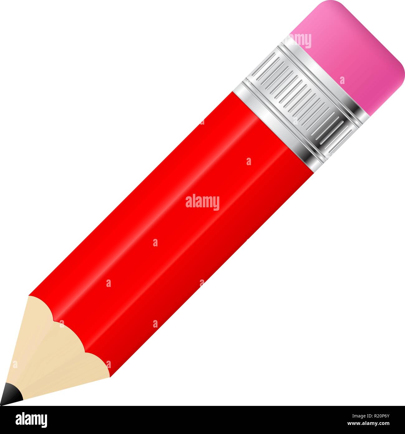 Red pencil with eraser Stock Vector