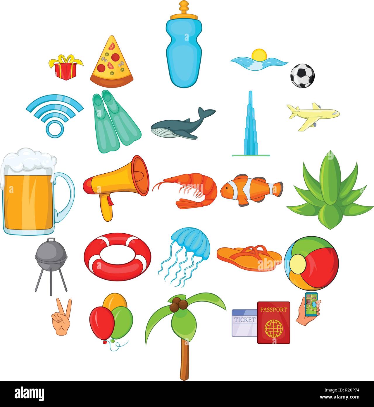 Tourist place icons set, cartoon style Stock Vector Image & Art - Alamy