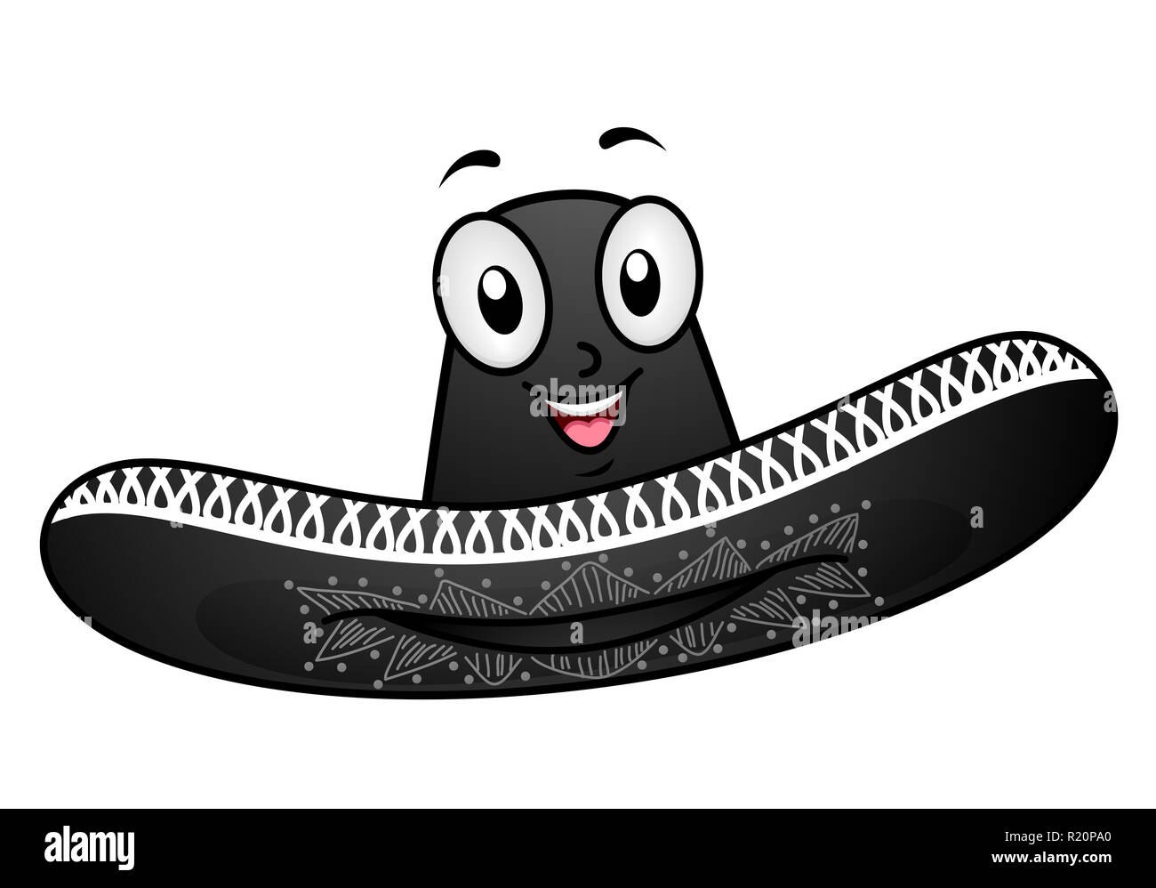 Illustration of a Black Mariachi Hat Mascot Stock Photo