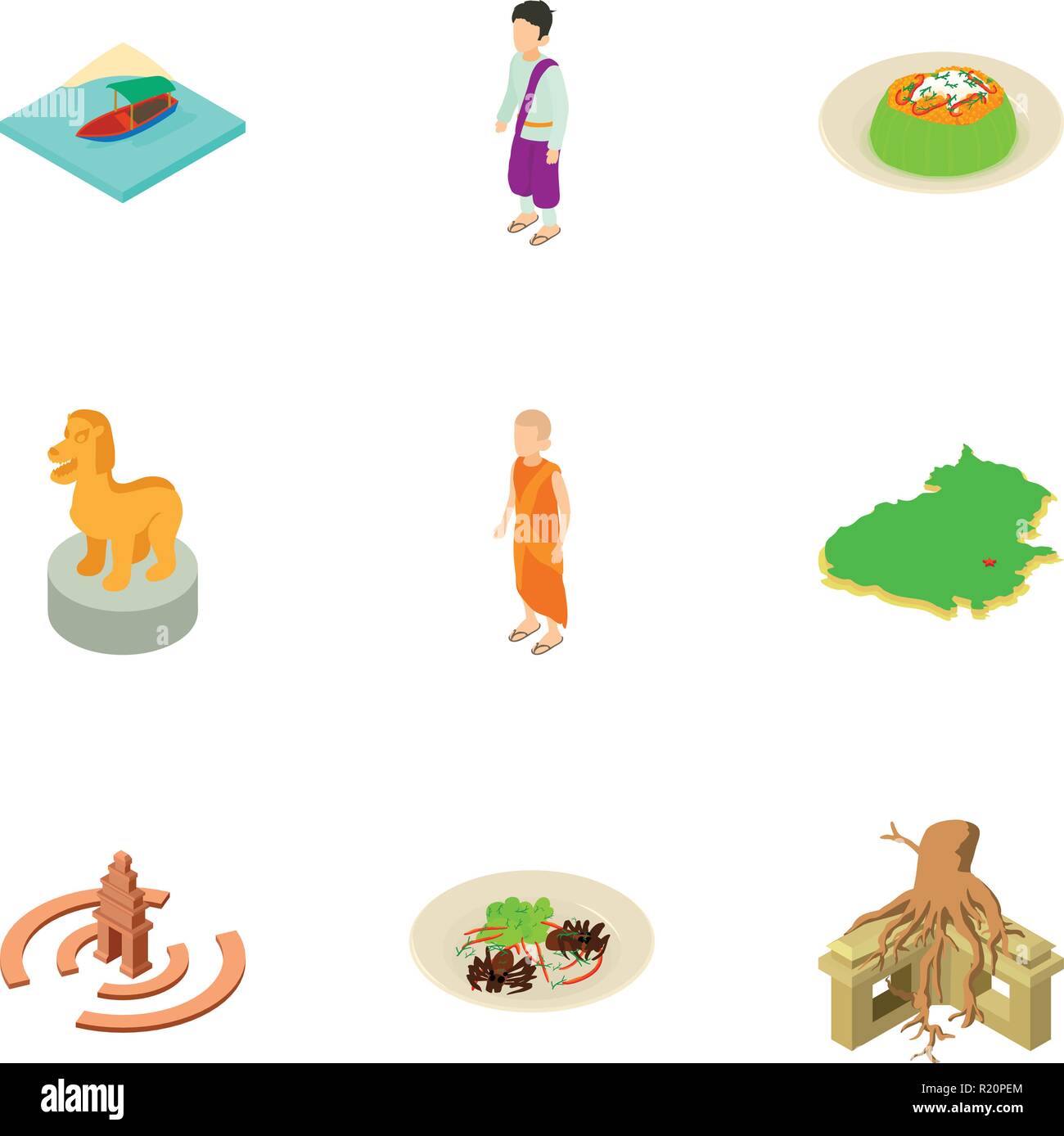 Obsolete building icons set, isometric style Stock Vector