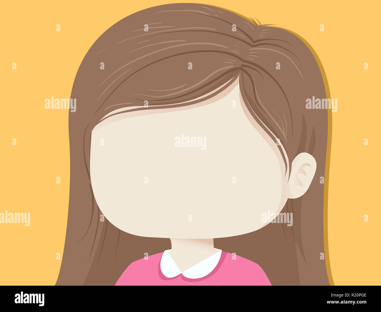 Colorful Background Illustration Featuring a Little Girl With a Blank Face  Stock Photo - Alamy