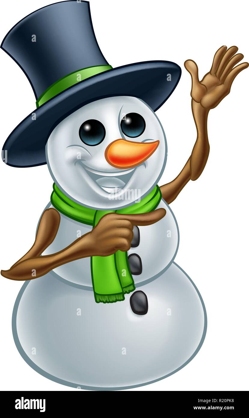 Christmas Snowman Ponting Cartoon Stock Vector