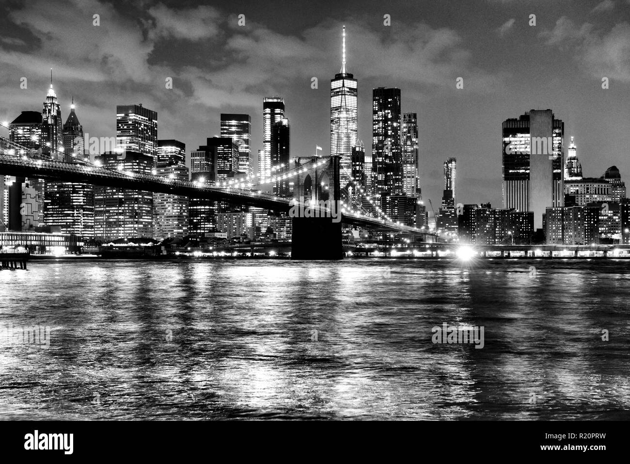 New York City, financial district in lower Manhattan with Brooklin