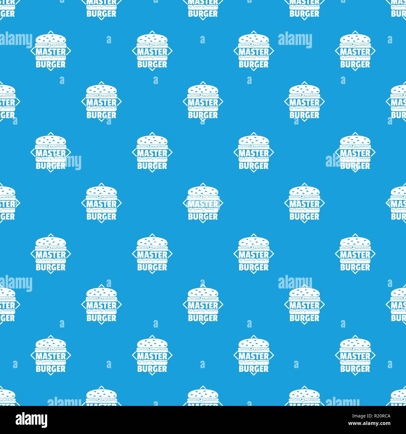 Master burger pattern vector seamless blue Stock Vector