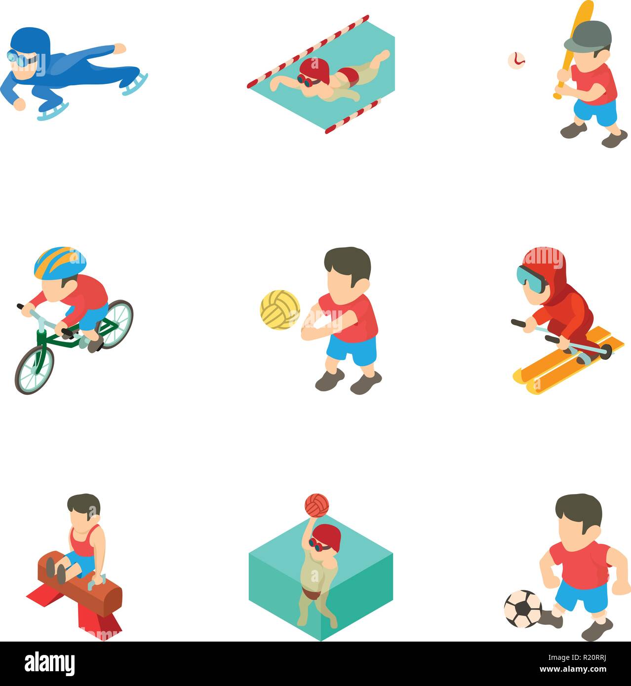 Prep icons set, isometric style Stock Vector