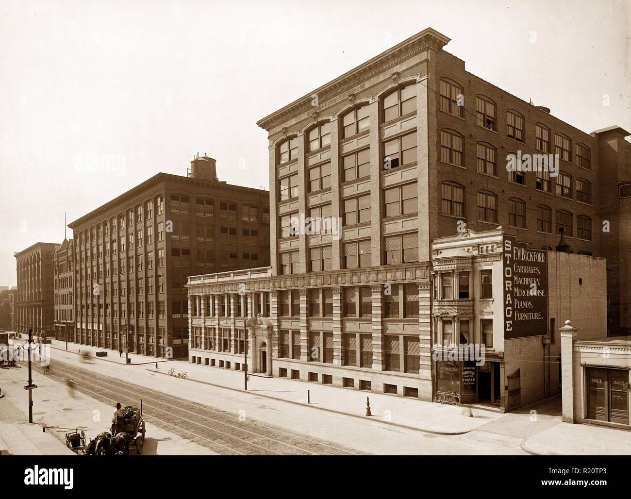Photograph of the exterior of the Eastman Kodak Co factory and main office. Rochester, New York. Dated 1905 Stock Photo