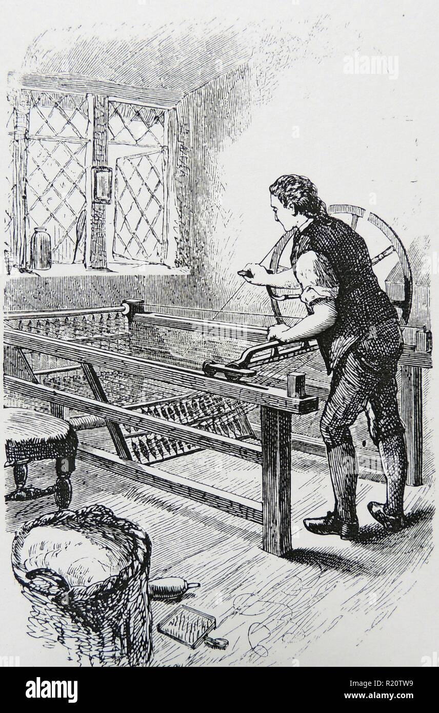 Samuel Crompton (1753-1827) English inventor. His spinning mule of 1779. Being too poor to apply for a patent, he sold his invention for AL67 to a ...