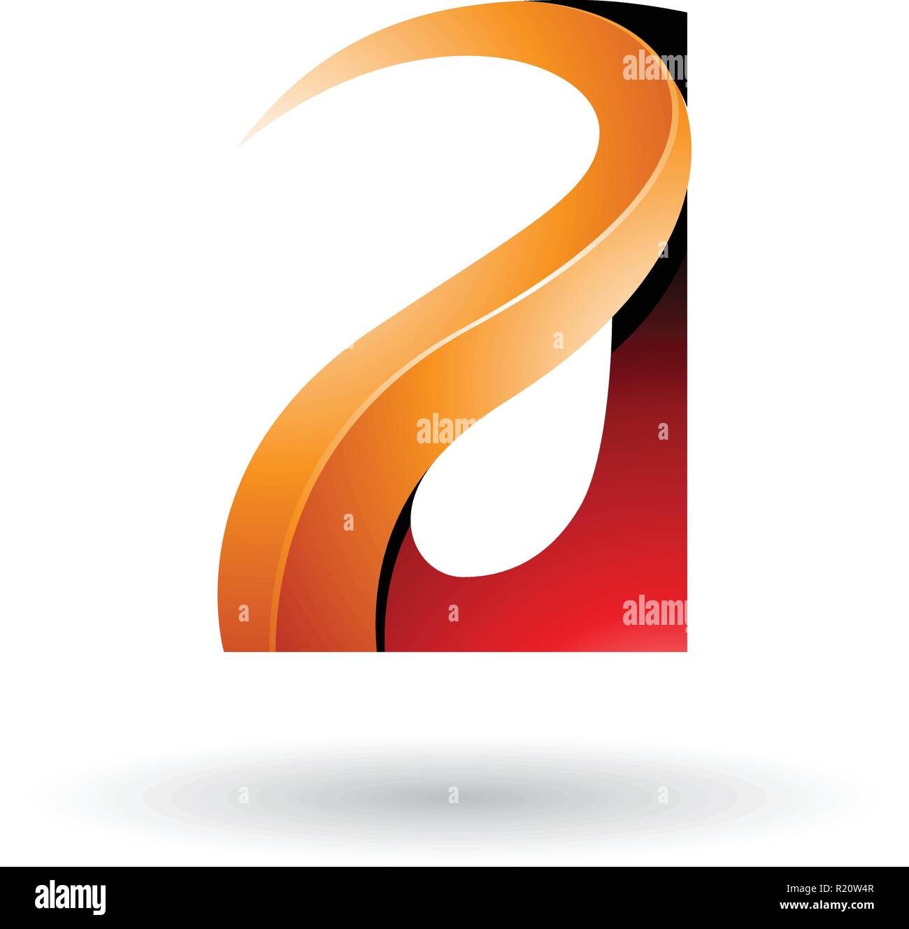 Vector Illustration of Red and Orange Glossy Curvy Embossed Letter A ...