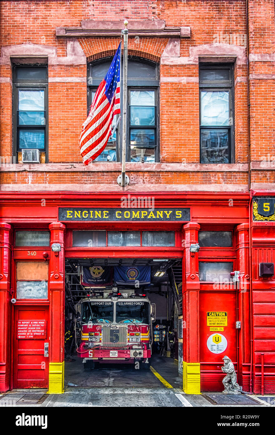 New York City, USA, May 2018, the FDNY Engine 5 fire station in downtown Manhattan Stock Photo