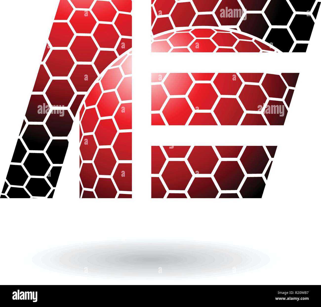 Vector Illustration of Red Dual Letters of A and E with Honeycomb ...