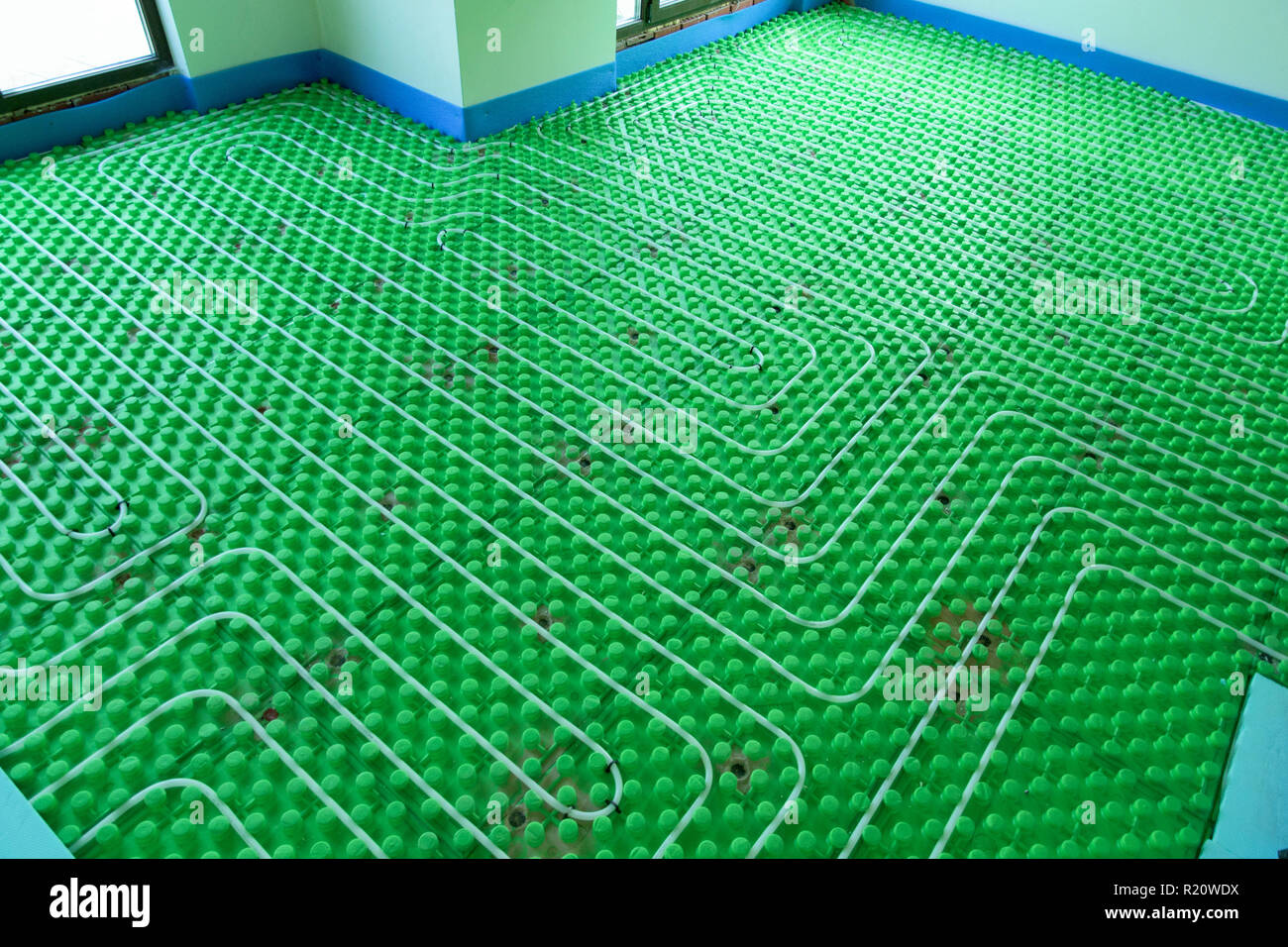 The floor heating system - home installation Stock Photo