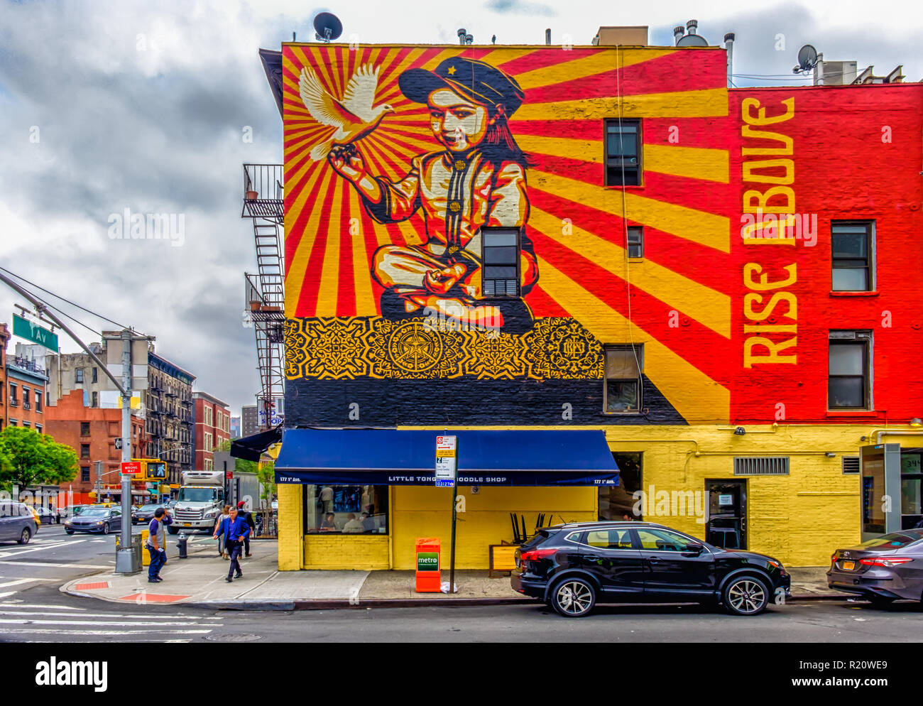New York City, USA, May 2018, mural for 'Little Tong Noodle Shop' a Chinese restaurant on the First Avenue in East Village, Manhattan Stock Photo