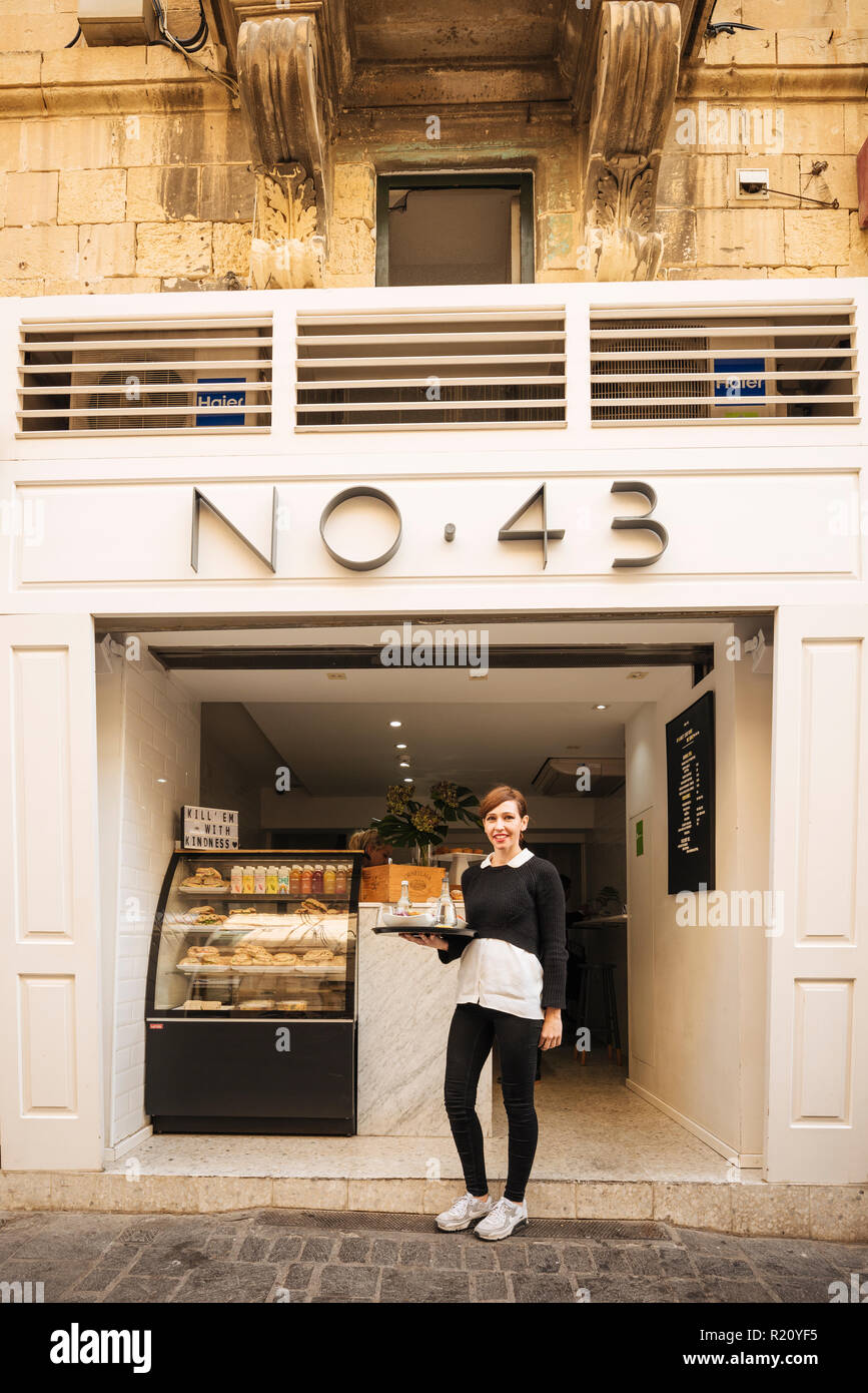 Cafe no.43, Valletta, Malta Stock Photo Alamy