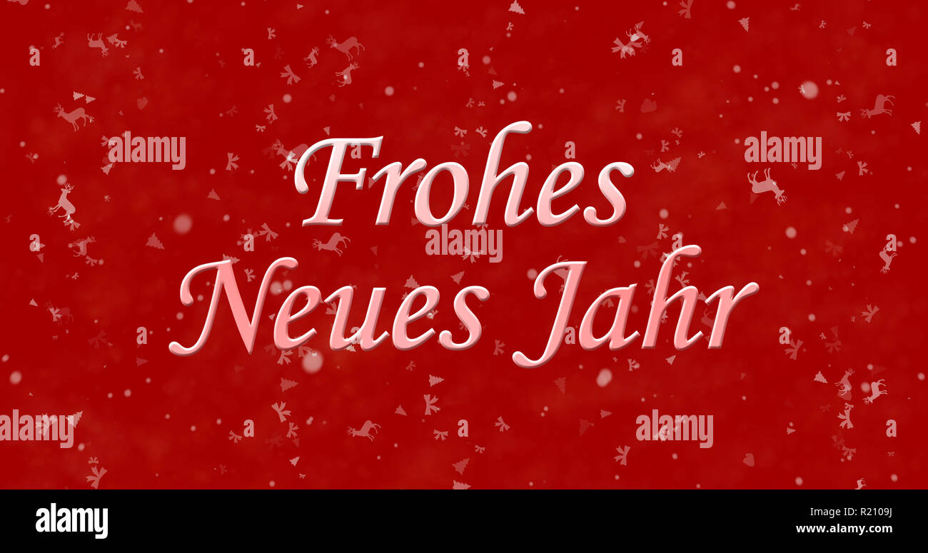Happy New Year text in German "Frohes neues Jahr" on red background Stock Photo
