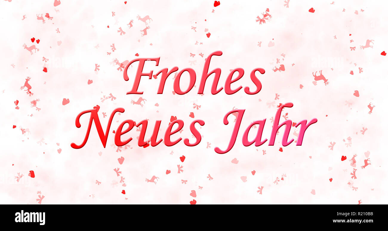 Happy New Year text in German "Frohes neues Jahr" on white background Stock Photo