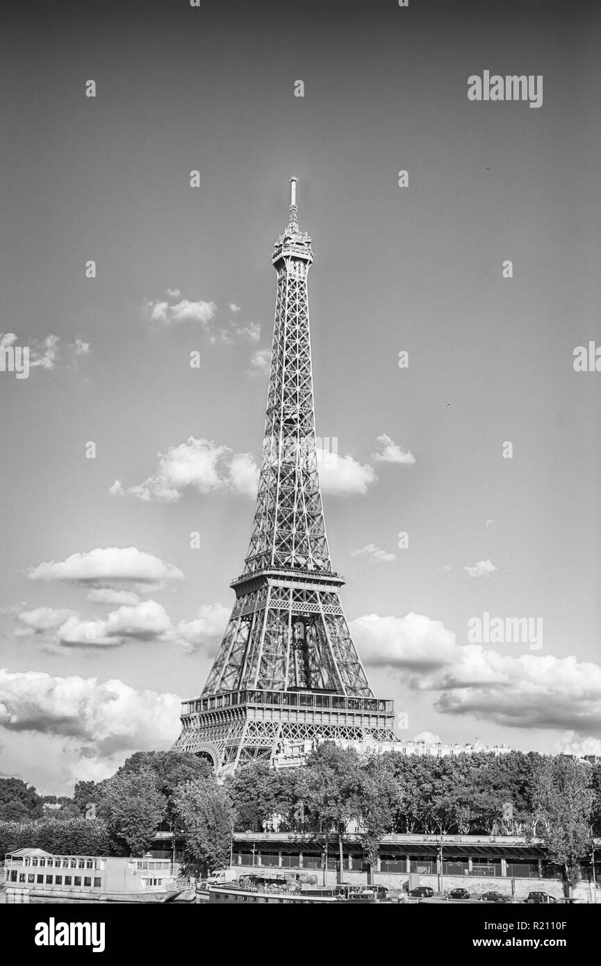 . Eifel tower is the symbol of Paris romantic and love Eiffel Tower in Paris on beautiful autumn evening Stock Photo