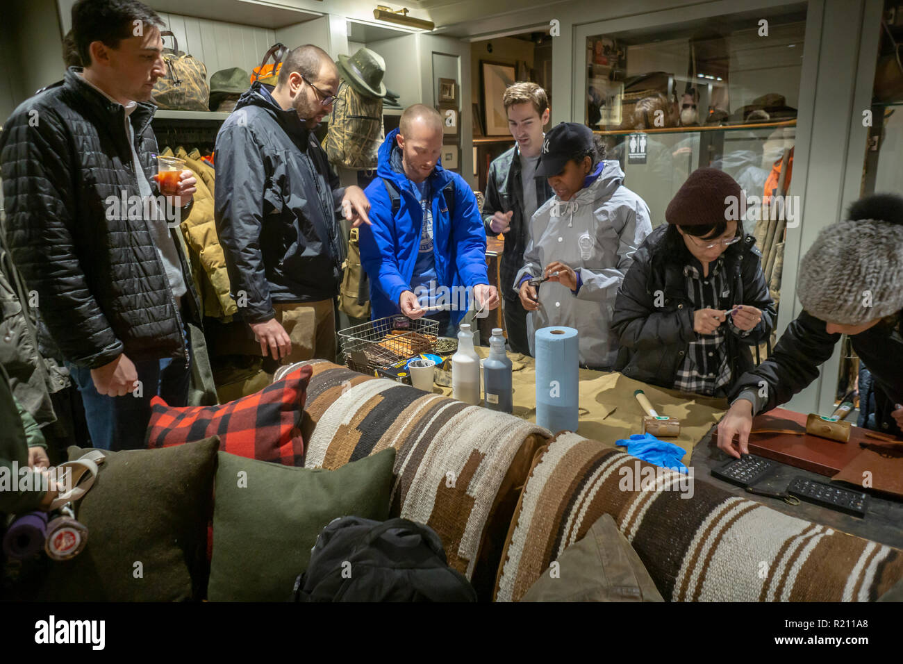 Shoppers invade the new Filson store on Union Square in New York during