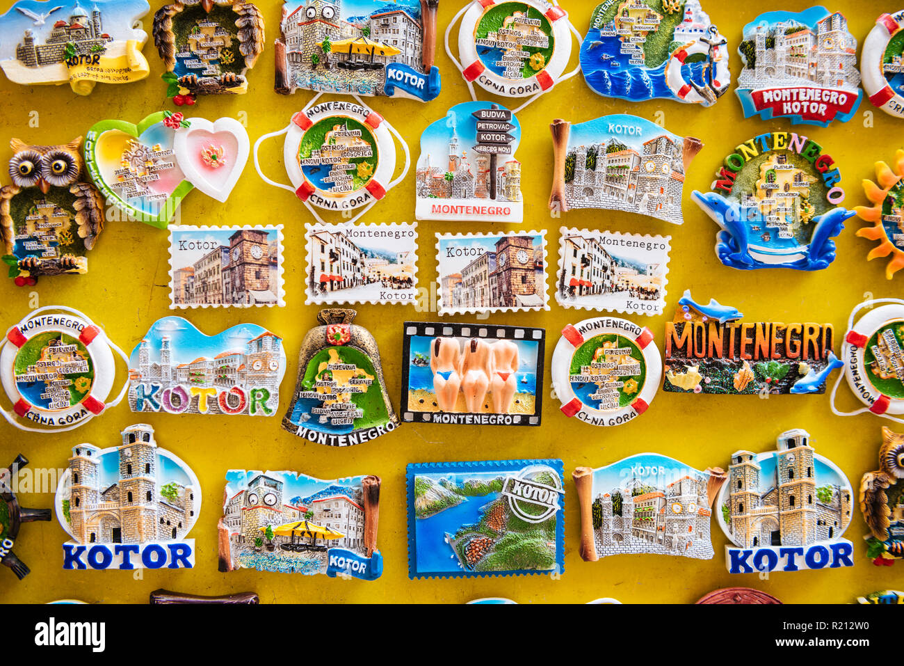 Souvenirs for sale, Stari Grad (Old Town) of Kotor, Bay of Kotor, Montenegro Stock Photo