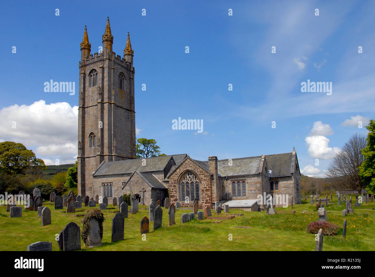 St Pancras church, Widecombe-in-the-Moor, Devon, England Stock Photo