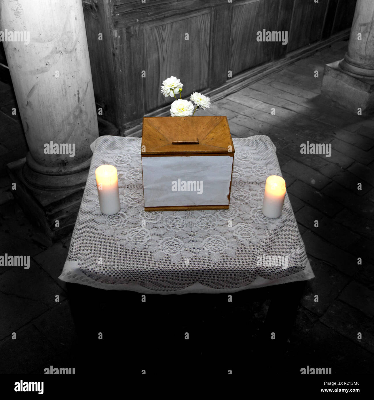 Church donation box hi-res stock photography and images - Alamy