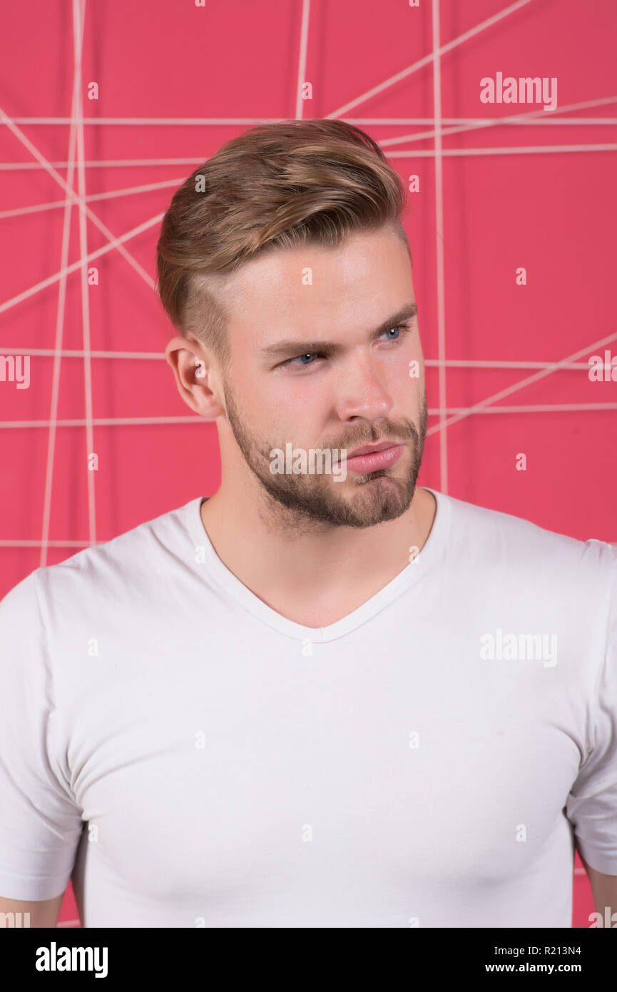 Guy Bearded And Attractive With Hairstyle Masculinity Concept