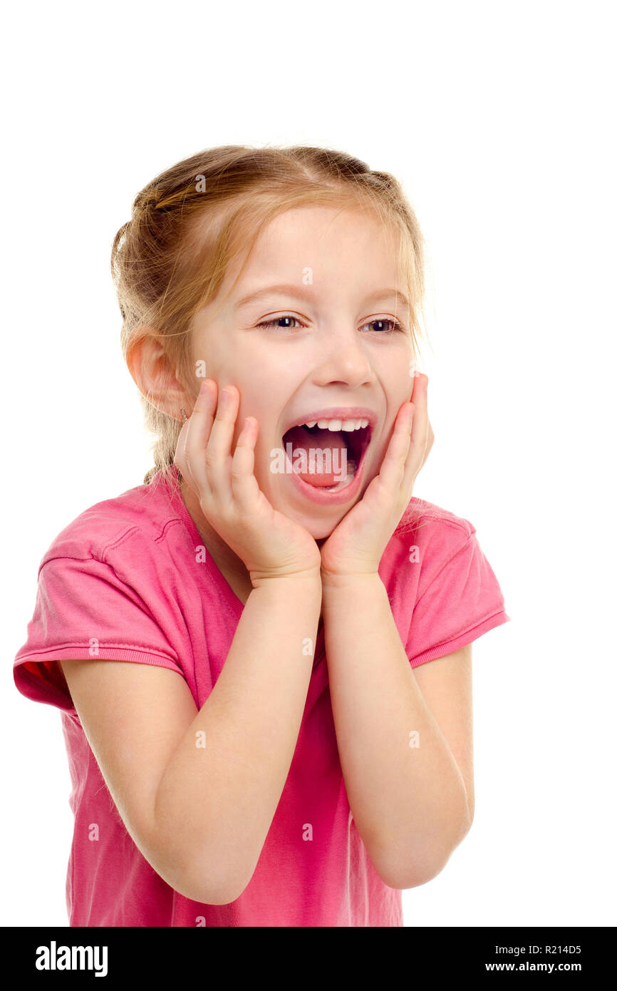 little girl isolated on a white background Stock Photo - Alamy