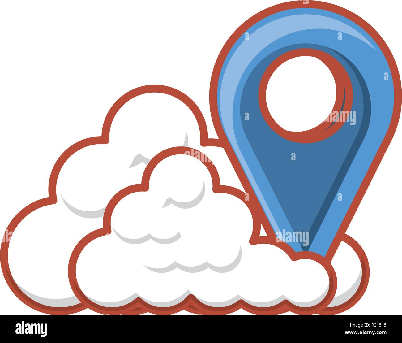 cloud computing server with pin location vector illustration design ...
