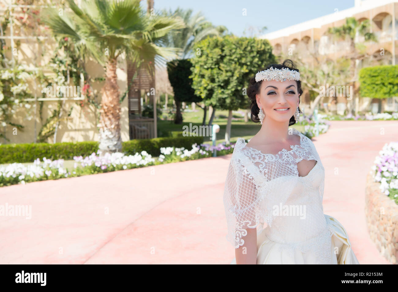 Things consider for wedding abroad. Bride adorable white wedding dress