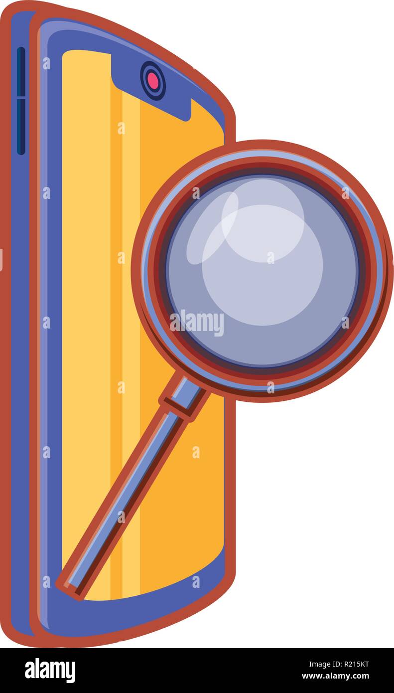 smartphone with magnifying glass vector illustration design Stock ...