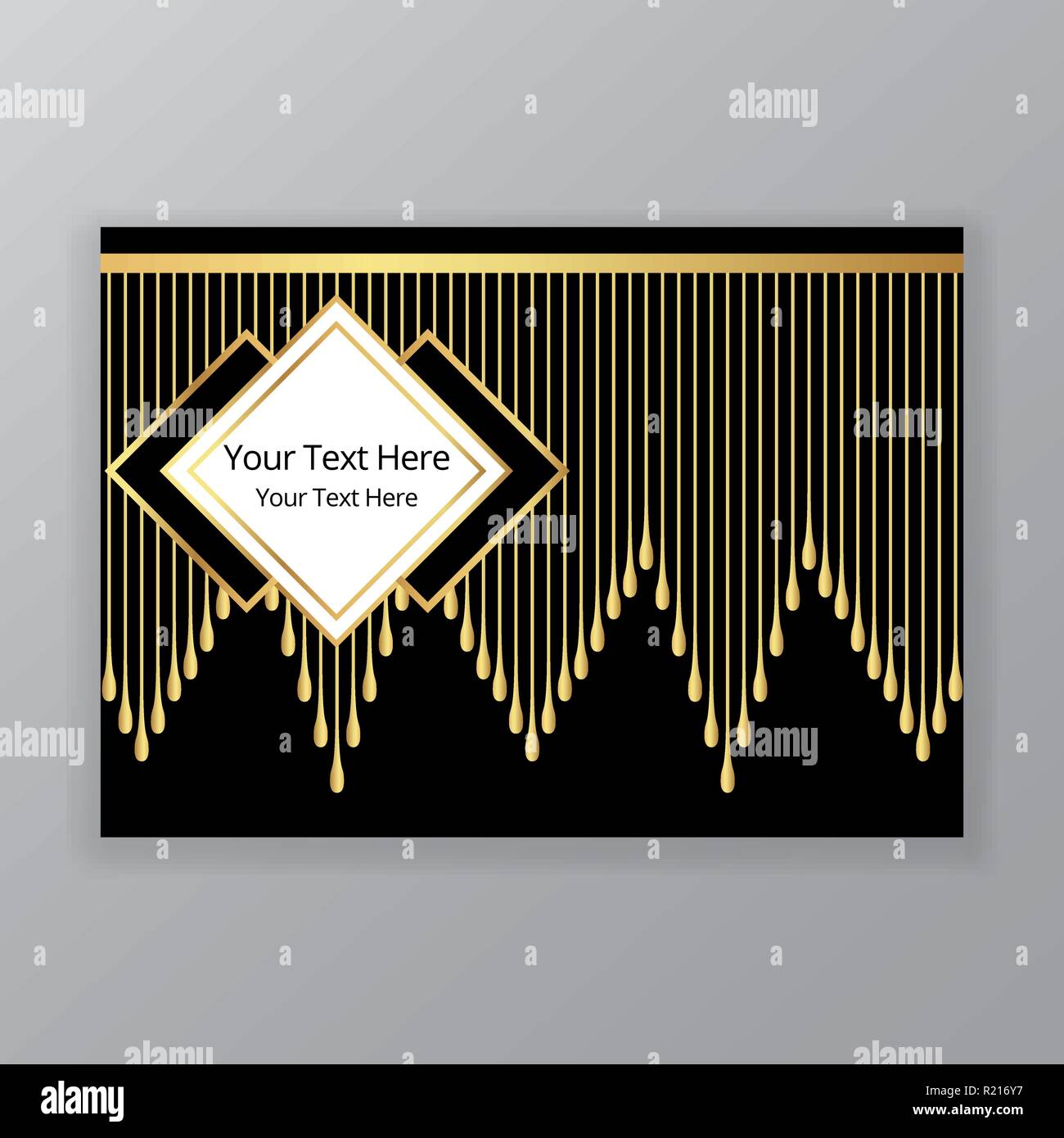 Abstract black and white elegant background with golden metal drops