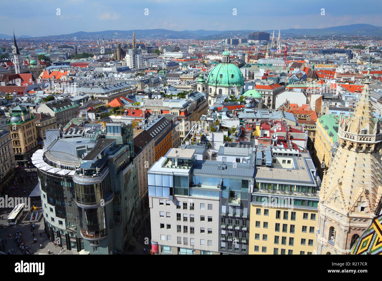 Vienna, Austria - aerial view of the Old Town, a UNESCO World Heritage Site. Stock Photo