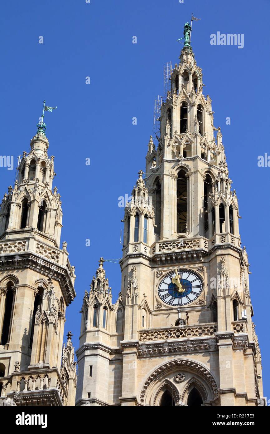 Vienna, Austria - famous City Hall building. The Old Town is a UNESCO World Heritage Site. Stock Photo