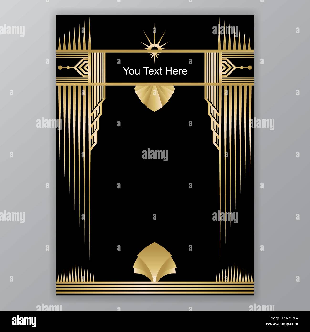 Art Deco Template Golden Black Page Menu Card Invitation Sun And Leaf In Artdeco Art Nuvo Style Beautiful Bakcground Stock Vector Image Art Alamy