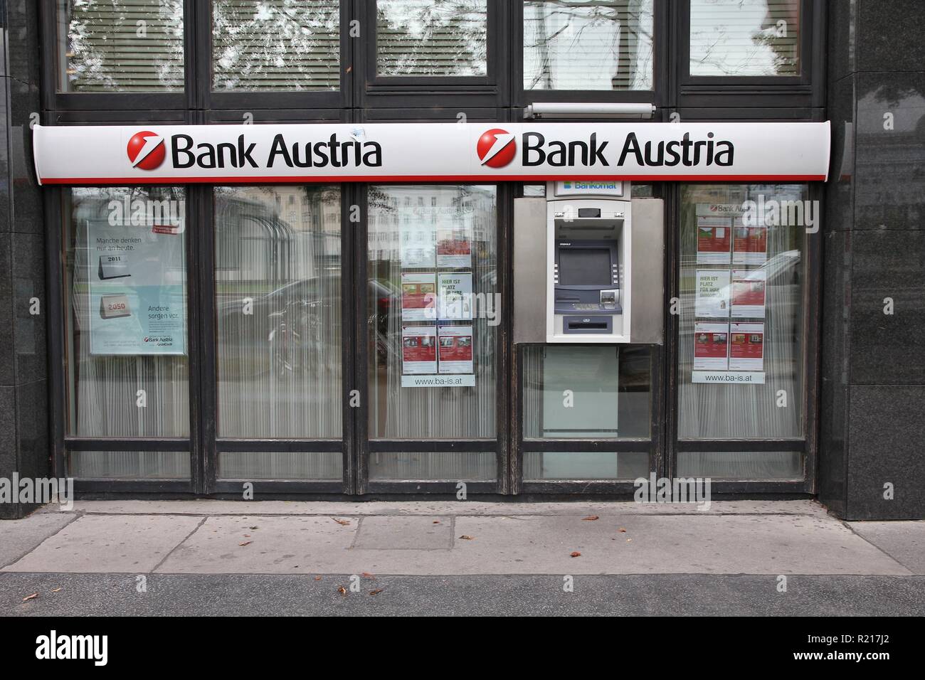 VIENNA - SEPTEMBER 7: Bank Austria branch on September 7, 2011 in Vienna. Bank Austria is part of UniCredit Group, 21st largest bank in the world by a Stock Photo