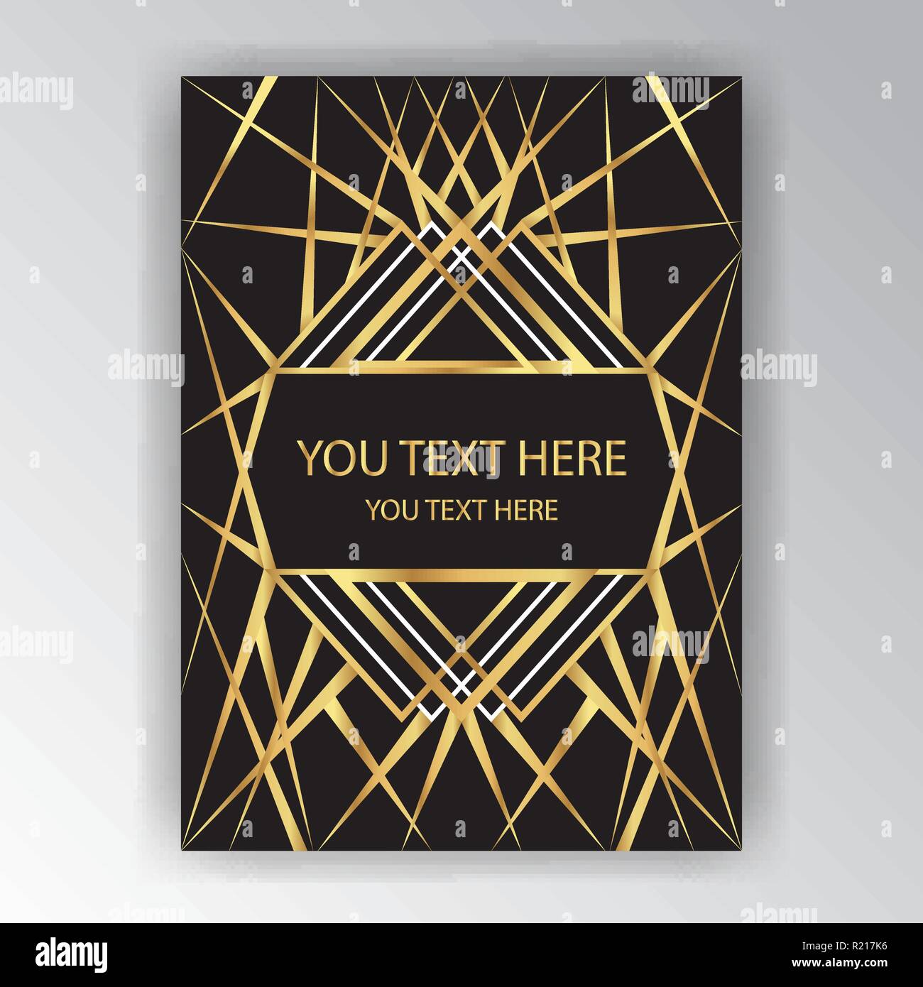 Art deco page template, golden black geometric pattern , retro texture