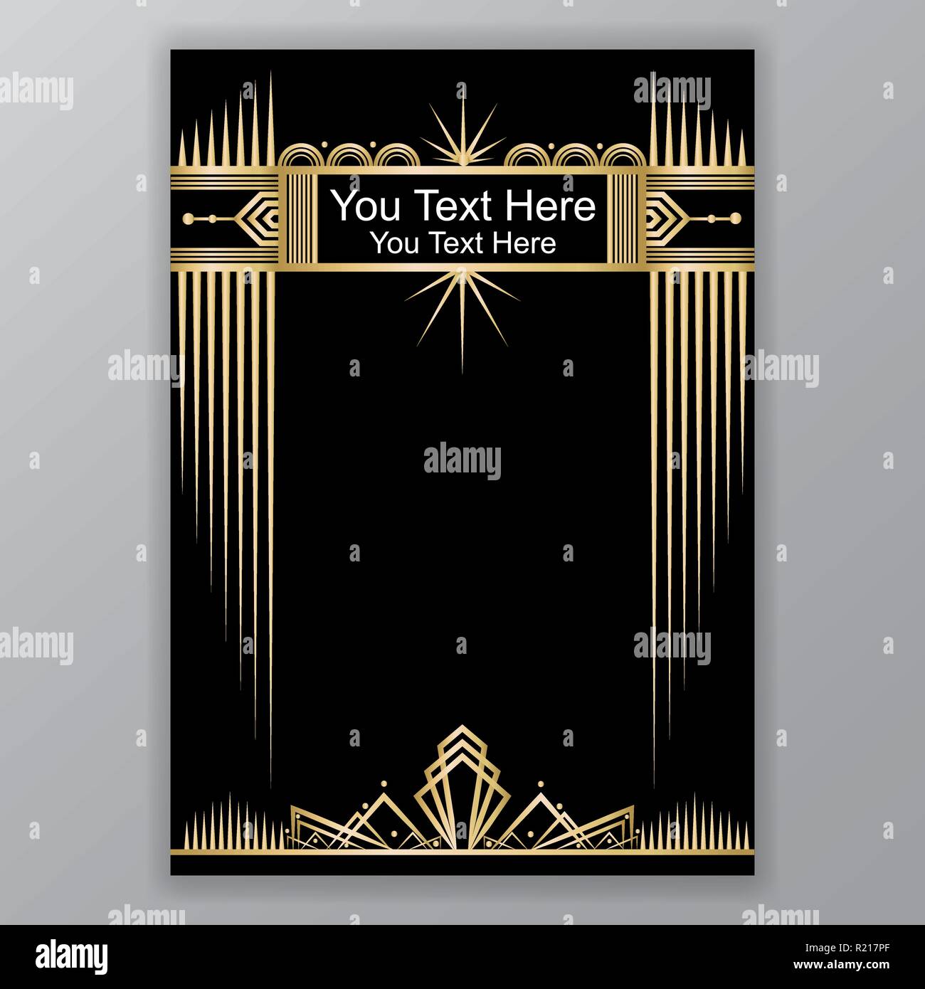 Art Deco Template Golden Black Page Menu Card Invitation Sun And City Lights In Artdeco Art Nuvo Style Beautiful Bakcground Stock Vector Image Art Alamy