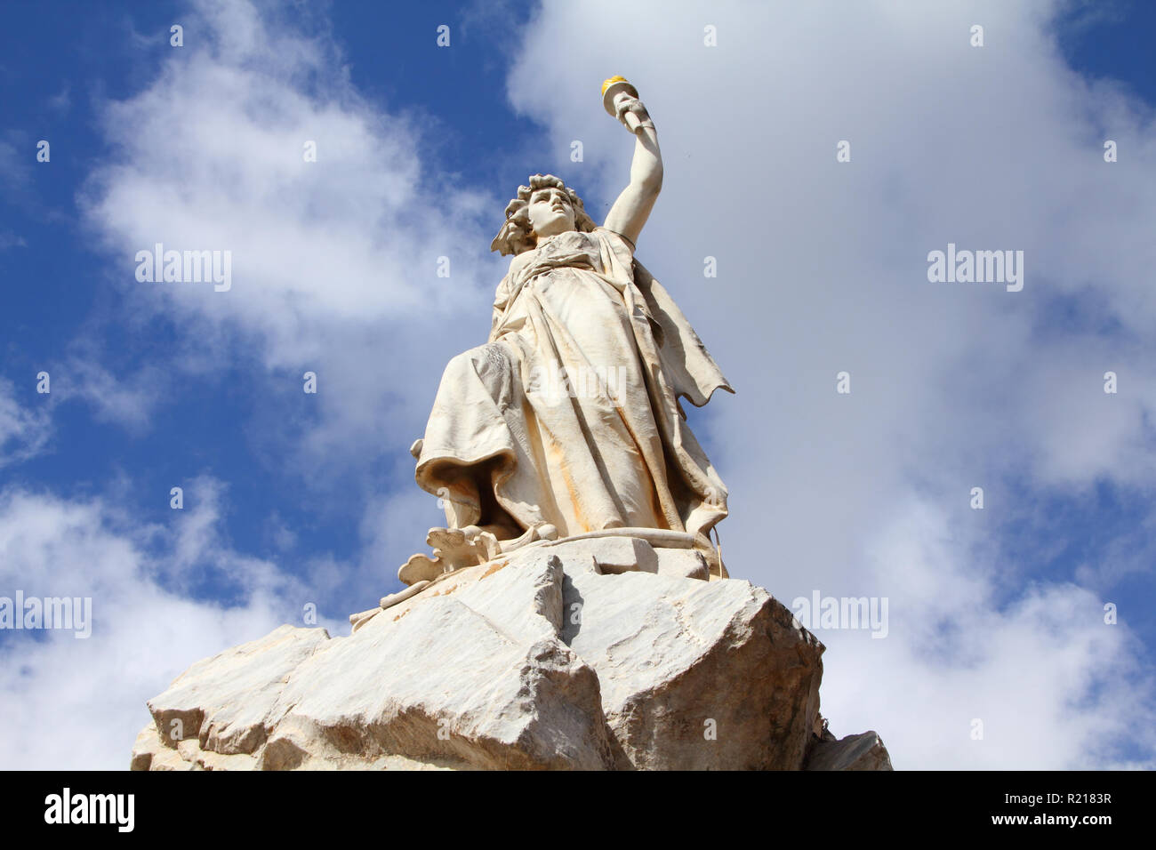 Statue of liberty in Remedios, Cuba. Freedom and justice allegory. Stock Photo