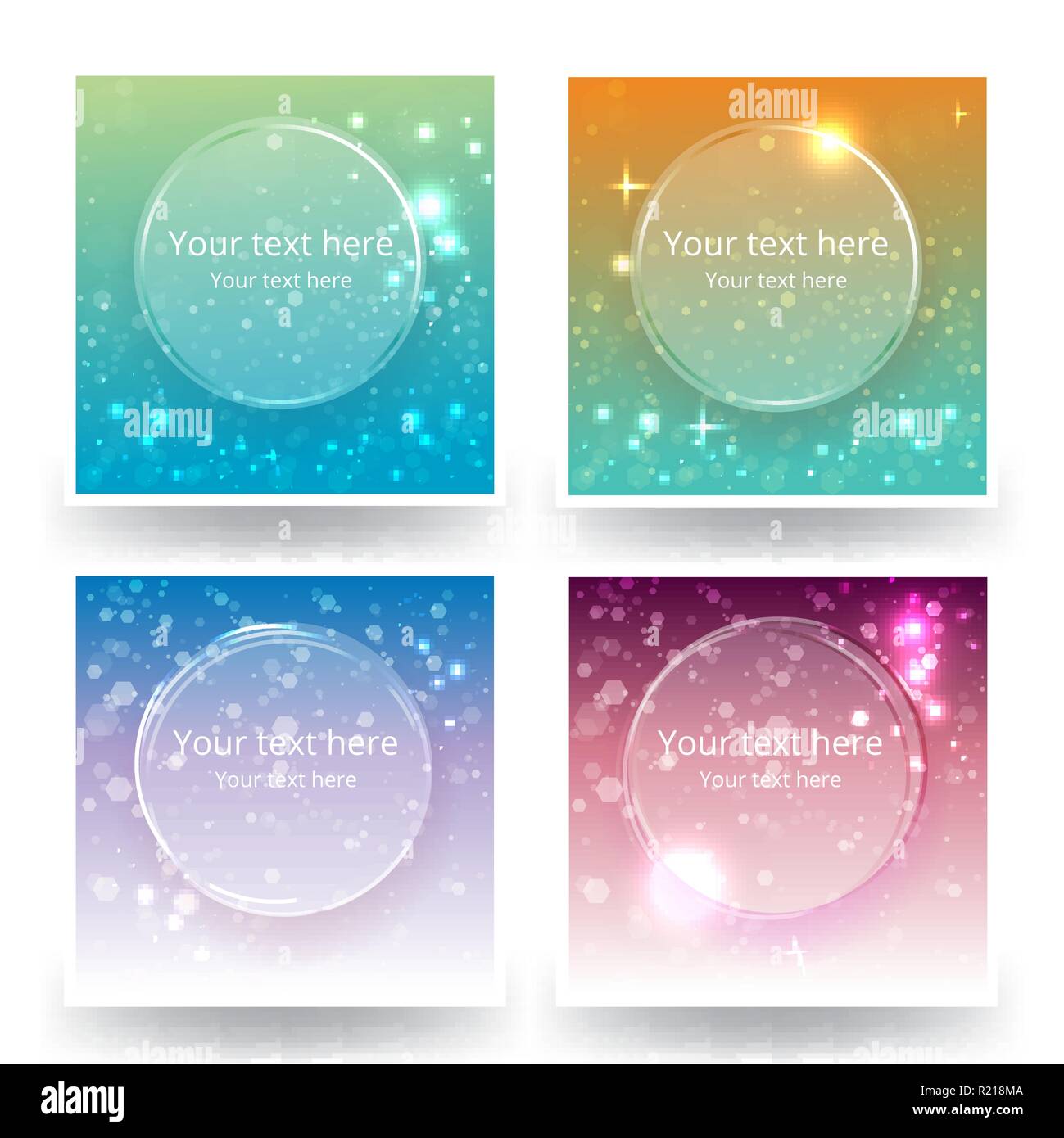 Cute abstrack bokeh backgrounds set, for web or print . Sunset colors blured backs. Stock Vector