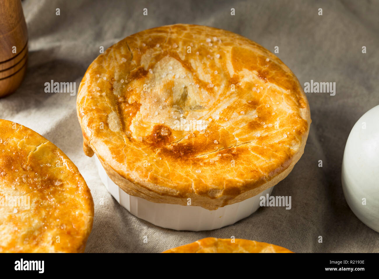 Homemade Individual  Chicken Pots Pies Ready to Eat Stock Photo
