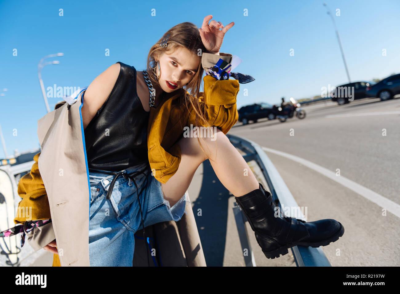 Elsa Hosk Black Leather Boots Street Style Spring Summer 2020
