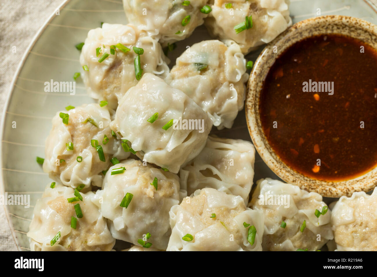 Homemade Pork Shu Mai Dumplings with Dipping Sauce Stock Photo Alamy