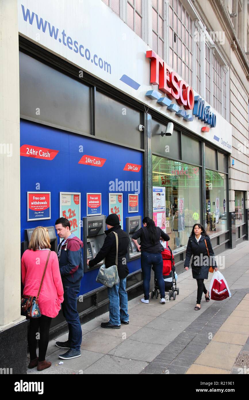 LIVERPOOL, UK APRIL 20, 2013 People visit Tesco store in Liverpool