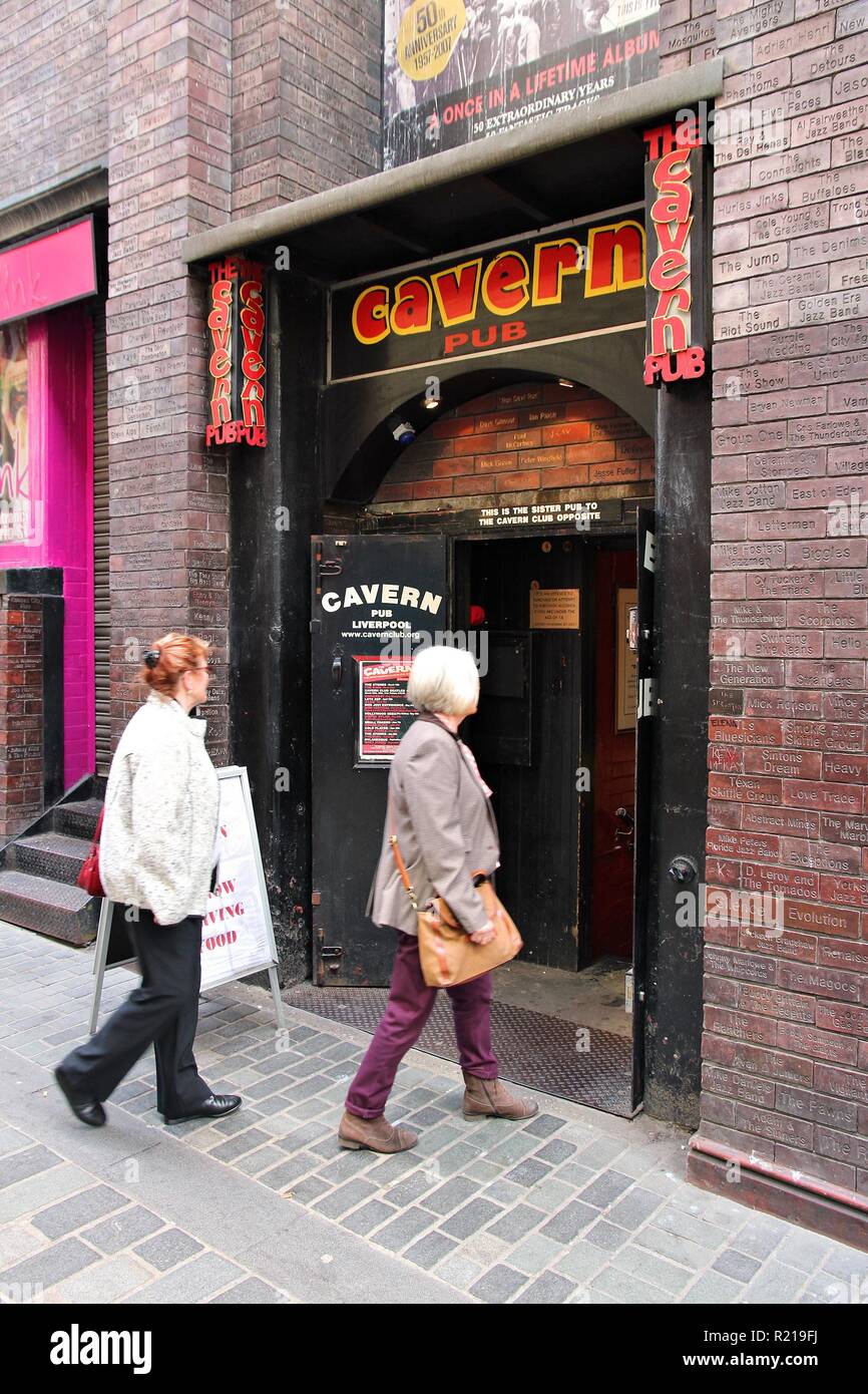 LIVERPOOL, UK - APRIL 20: People visit The Cavern Club on April 20, 2013 in Liverpool, UK. The club is famous as the first venue to feature The Beatle Stock Photo