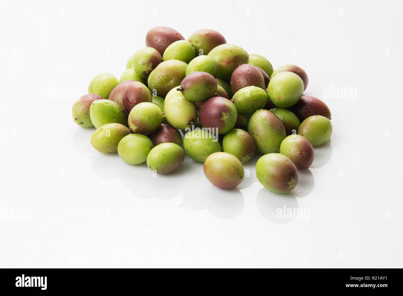 Fruit: Heap of Karanda Fruits on White Background Stock Photo