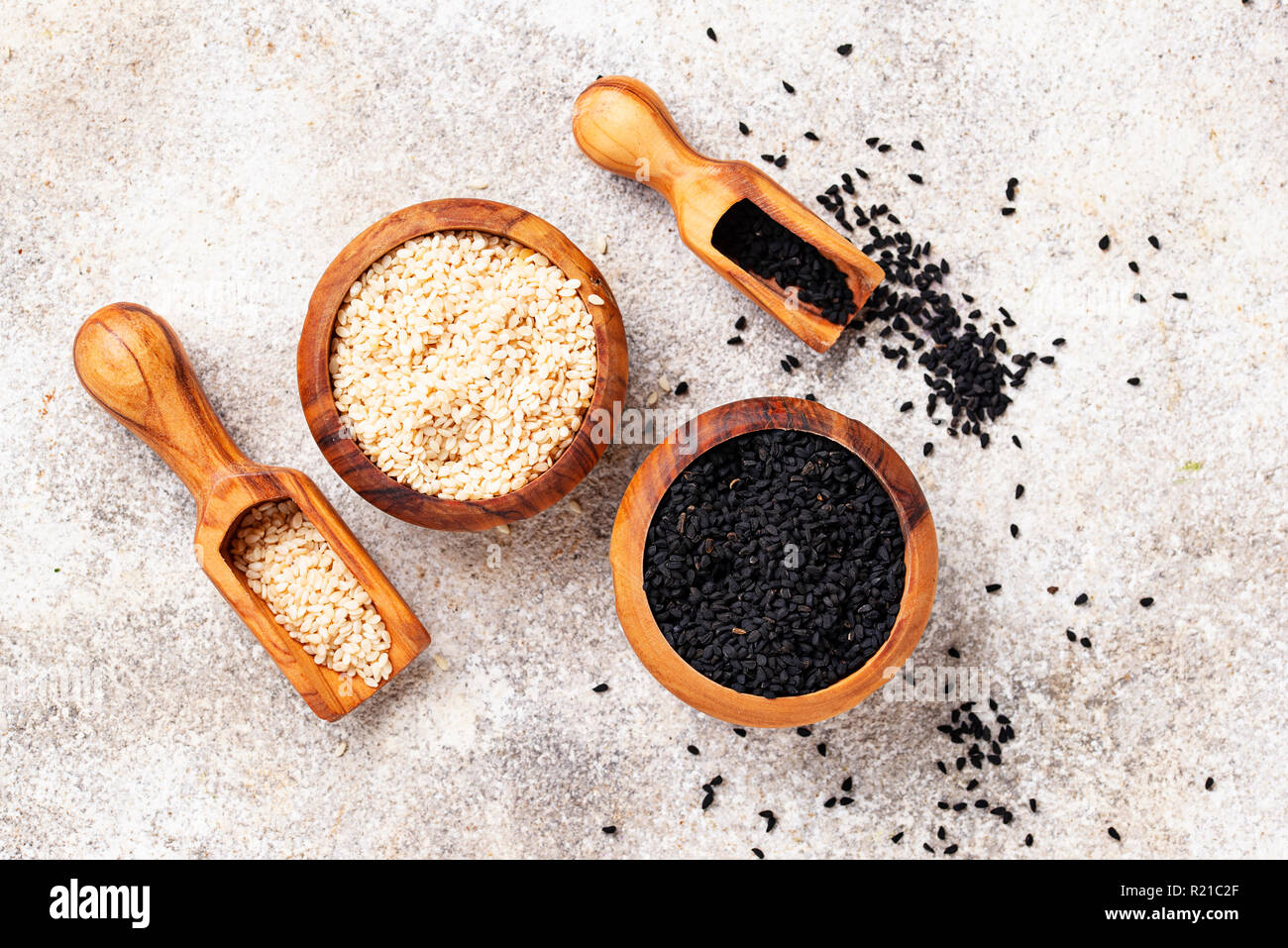 White and black sesame seeds Stock Photo Alamy