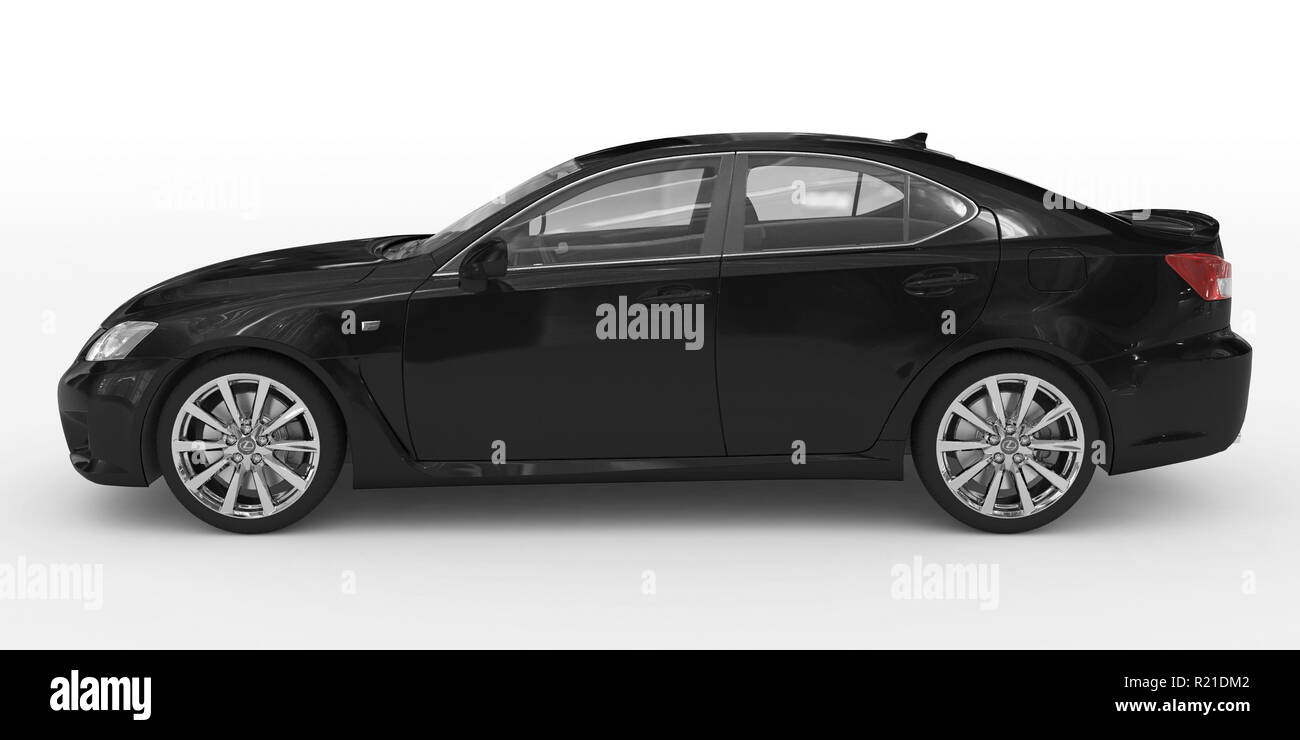 Car Isolated On White Black Paint Transparent Glass Left Side View 3d Rendering Stock Photo Alamy