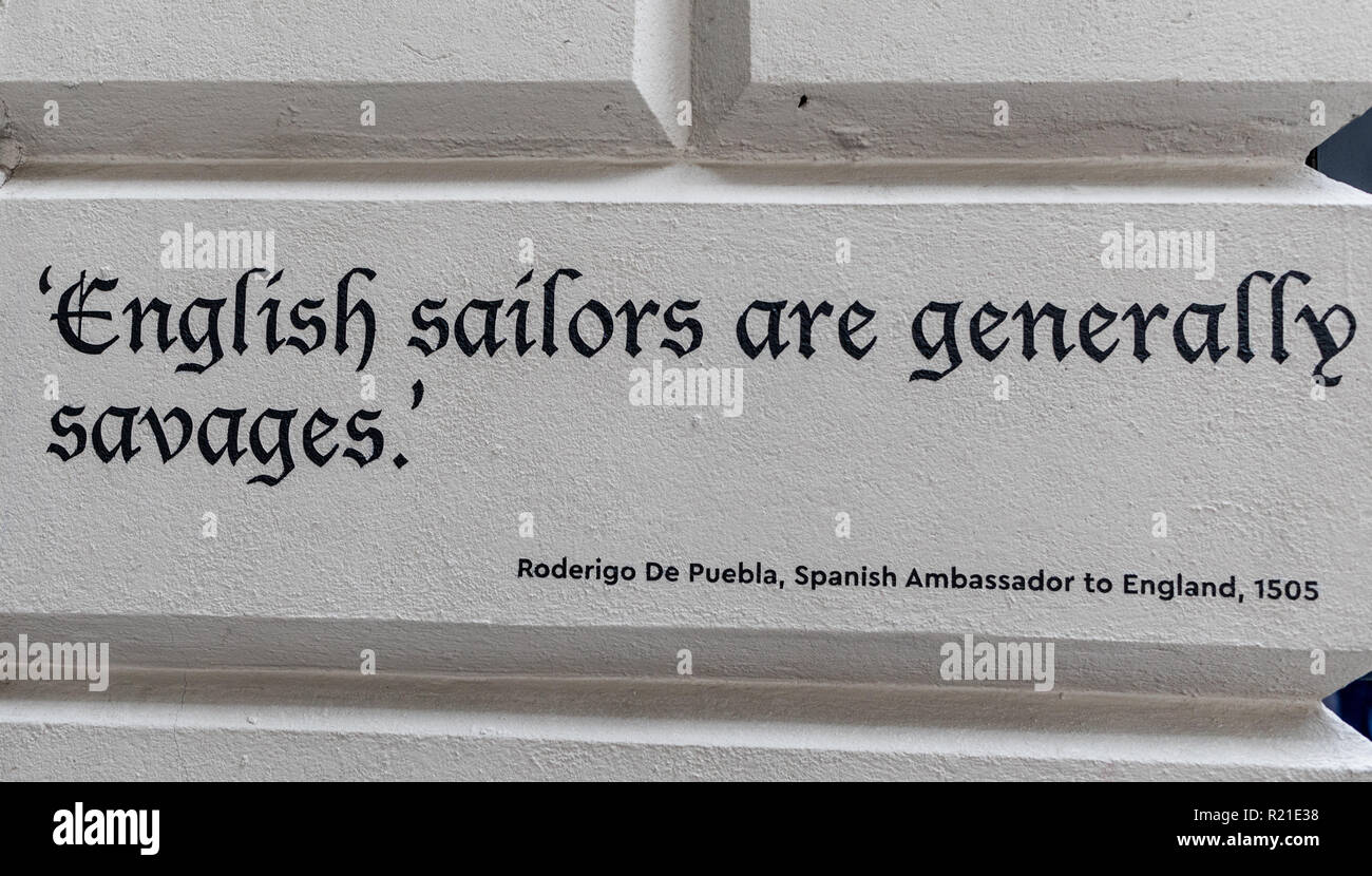 English Sailors Are Generally Savages Saying in The National Maritime Museum Greenwich London UK Stock Photo