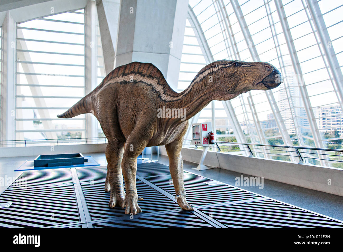 A life size dinosaur at The Science Museum at the Arts of the Sciences